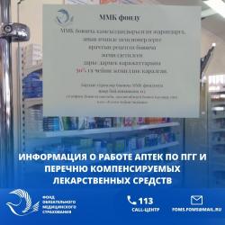 Информация о работе аптек по ПГГ и  перечню компенсируемых лекарственных средств   
