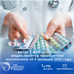 Более 1 млн льготных медикаментов приобретено  населением Кыргызстана за 9 месяцев 2022 года